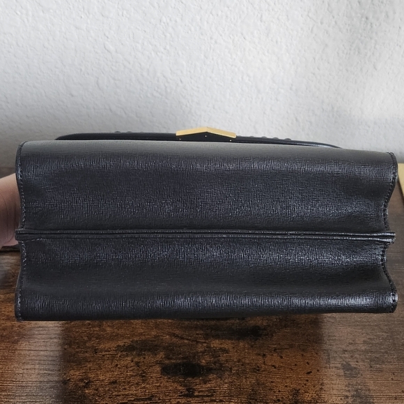 Fendi Black Saffiano Leather Small Studded Monster Demi Jour Shoulder Bag - Picture 12 of 16